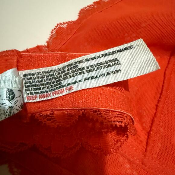 Intimately Free People Bralette Medium Red Lace Plunge Halter Longline Stretch - Picture 9 of 14